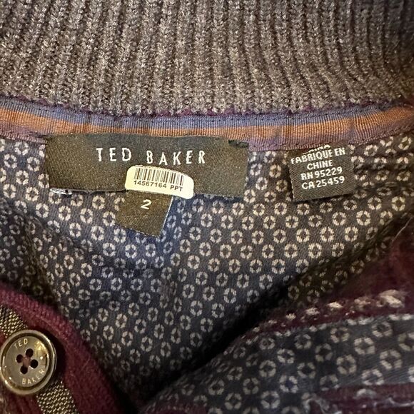 Ted Baker Sweater Mens S Maroon Wool Alpaca Pullover Henley Tweed Preppy Classic - Picture 6 of 13